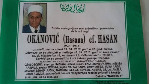 Preselio Hasan ef. Okanović